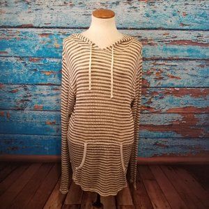 Hard Tail Brown & Tan Striped Hooded Tunic